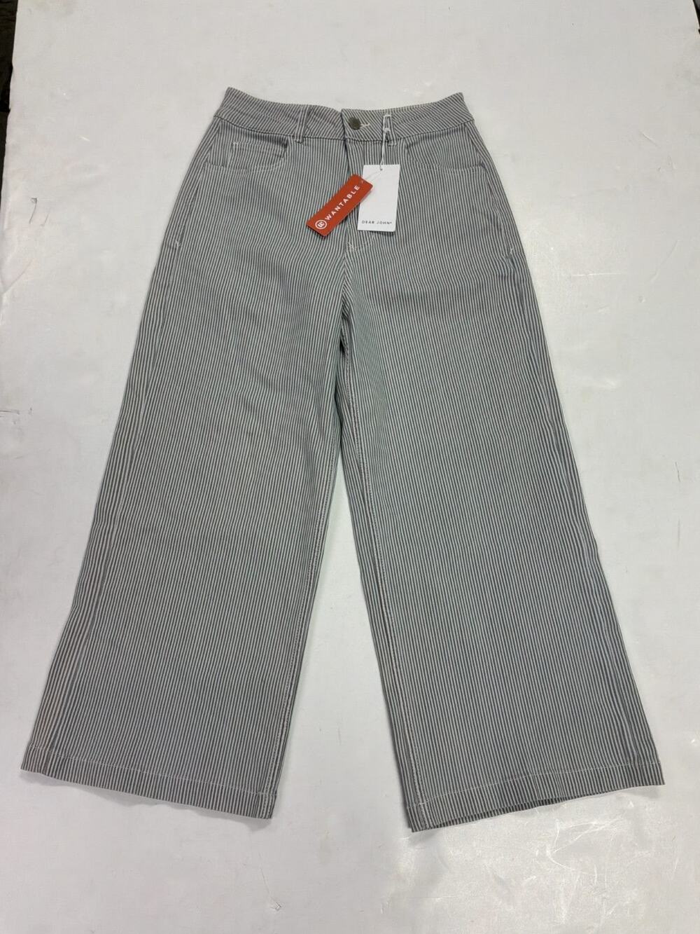 Dear John Audrey Super High Rise Wide Leg Jeans Womens 27 Railroad Grey Stripe N